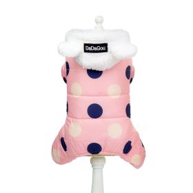 Warm big polka dot four-leg cotton coat (Option: Pink-XXL)
